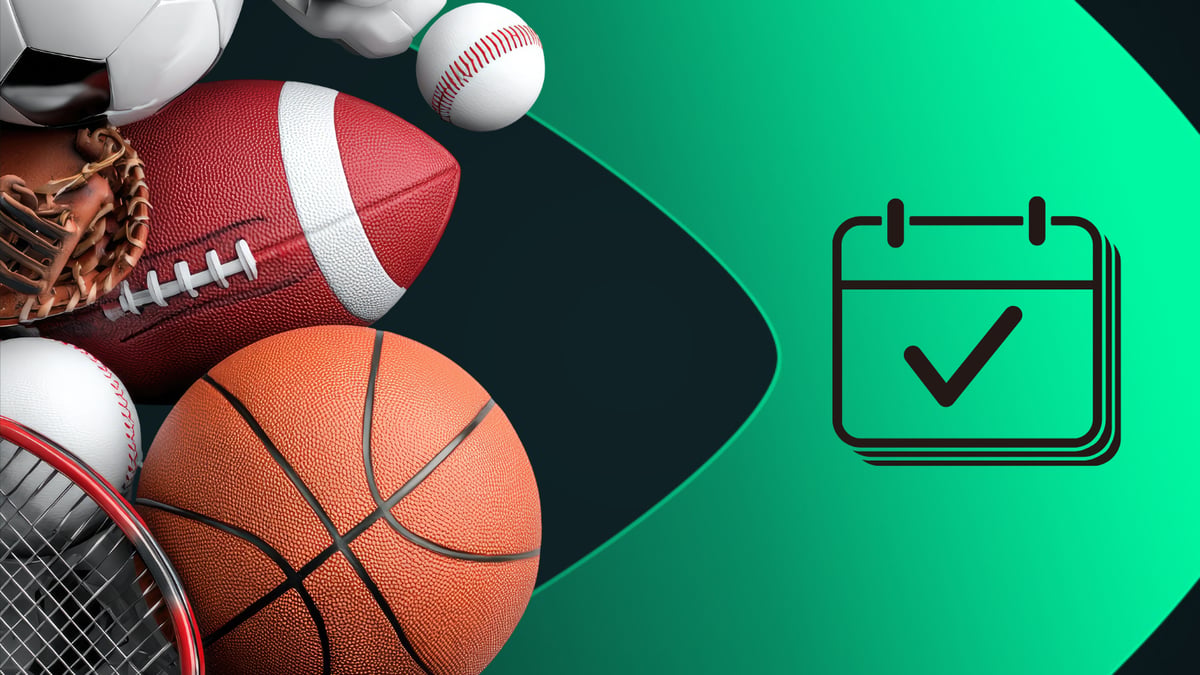 Diferentes balones y material deportivosde diferentes deportes con fondo de SpeedyBet.