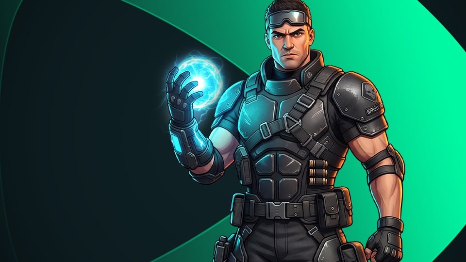 Personaje Valorant con fondo speedyBet