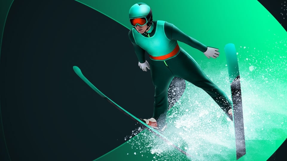 Saltador de Ski con fondo de SpeedyBet.