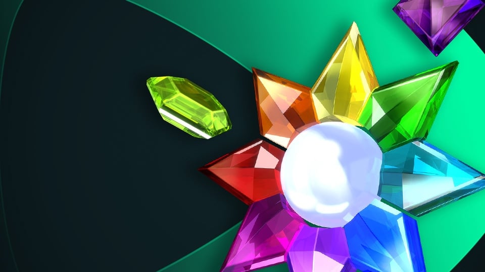 Iconos del juego de NEtent Satrburst flotando tras el logo de Speedybet