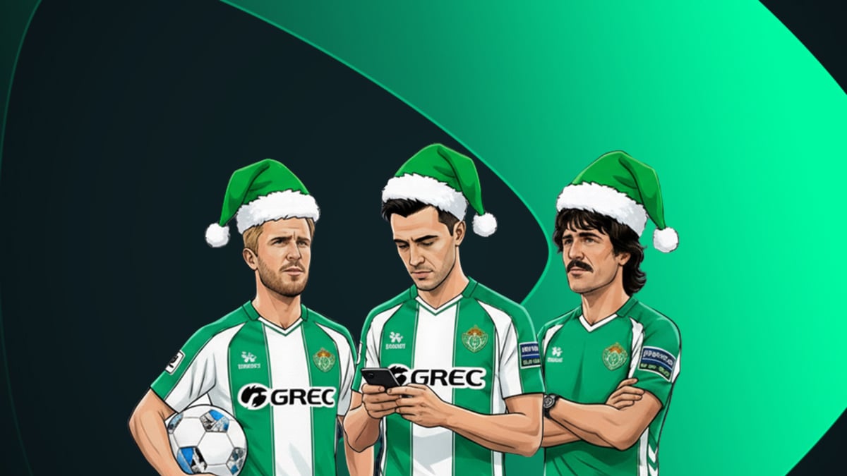 Jugadores del Real Betis con gorros de Papá Noel