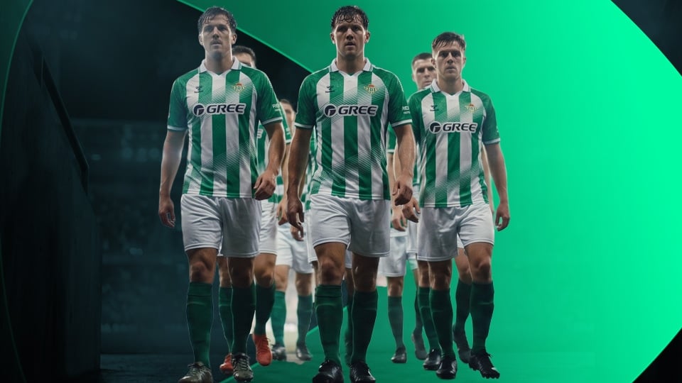 Jugadores emulando la plantilla del Real Betis