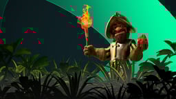 Gonzo portando una antorcha y logo Speedybet detrás