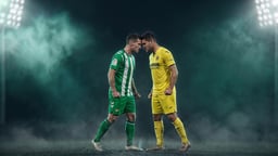 jugador Real Betis enfrentado a jugador del Villarreal